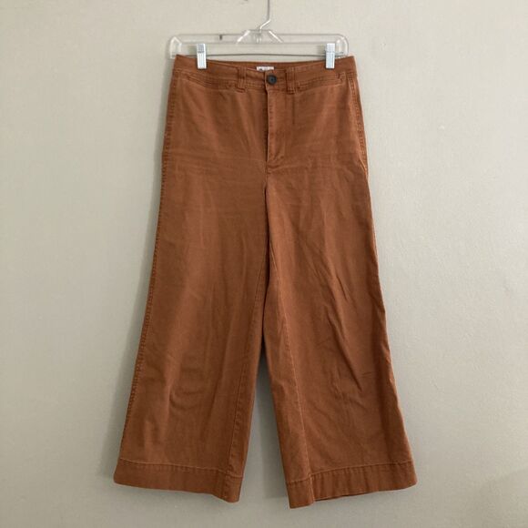 Madewell Emmet Cropped Pants Wide Leg Jeans Rust Orange Womens 26 - Picture 3 of 7